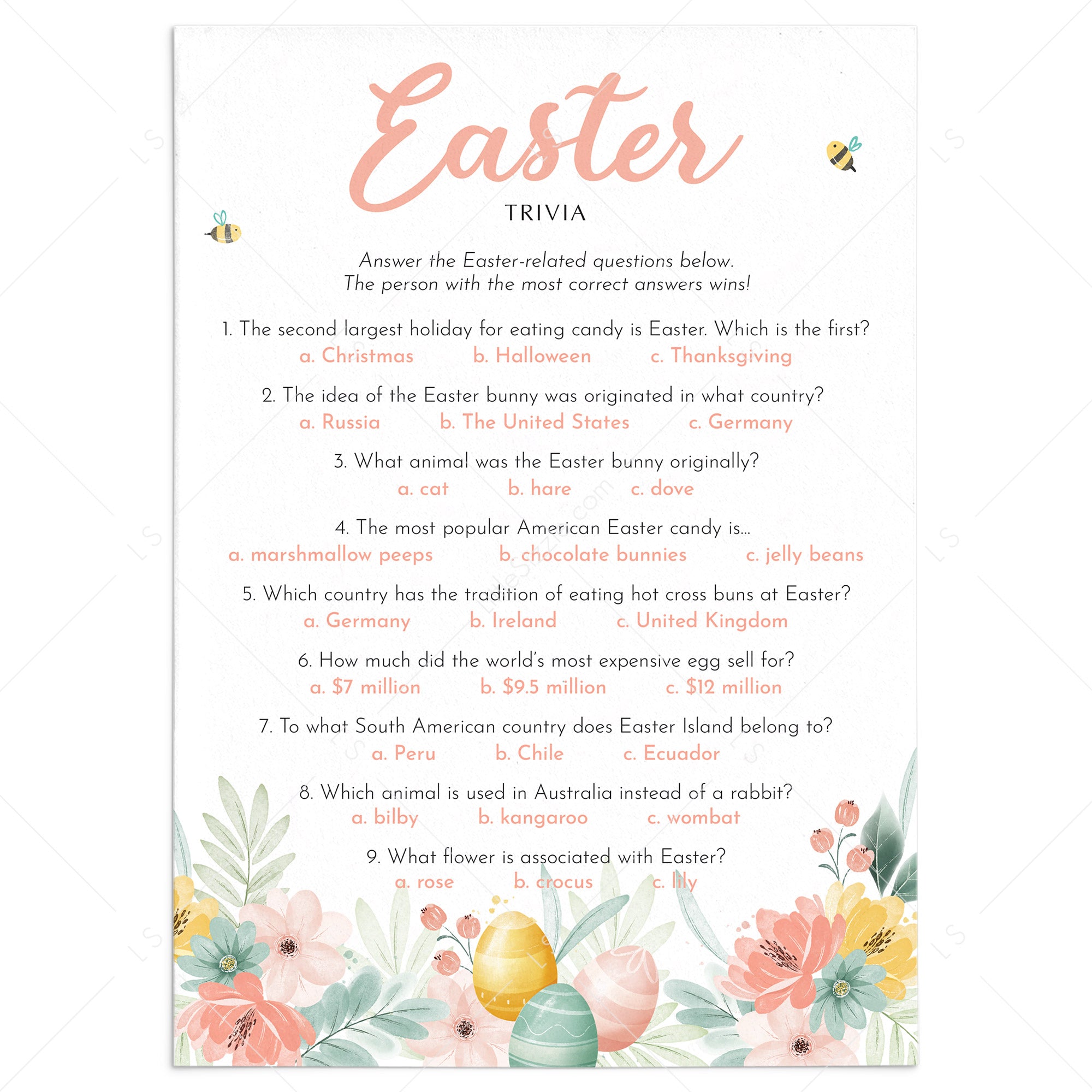 Easter Trivia with Answers Printable